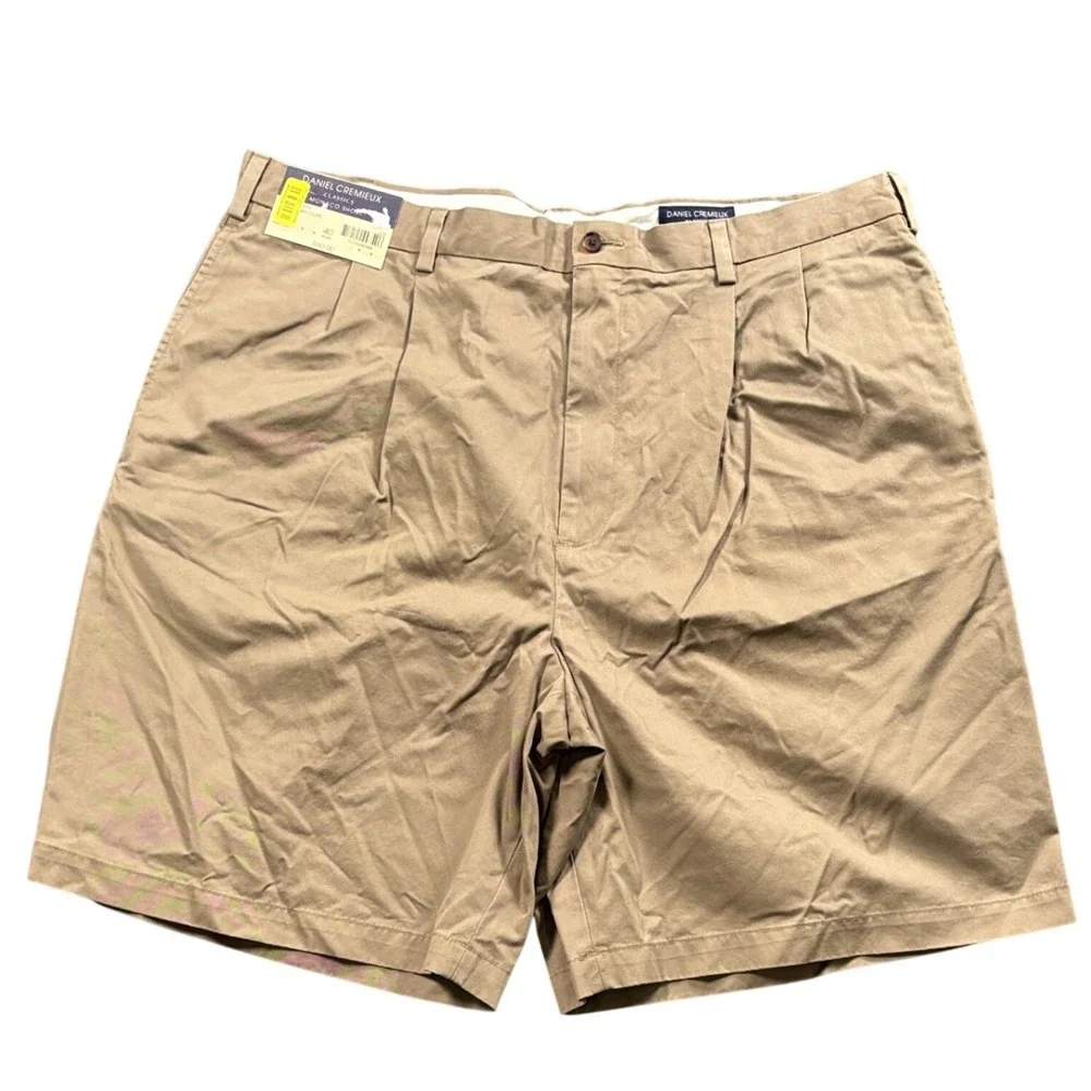 NWT Daniel Cremieux Monaco Shorts Men 40 Brown Pleated Khaki Cotton Chino Preppy